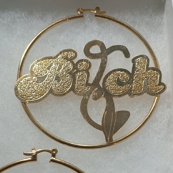 Gold Statement Hoop Earrings - Picture 3 of 4